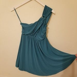 Express one shoulder teal top blouse shirt